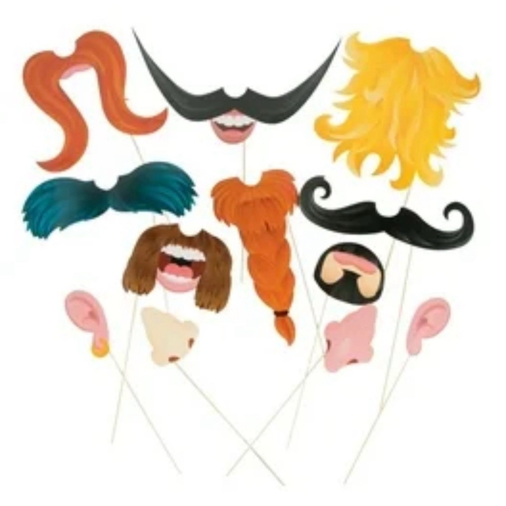 12 Jumbo Facial Features Fun Props for‎ Birthday Parties Photo Props Mustaches +